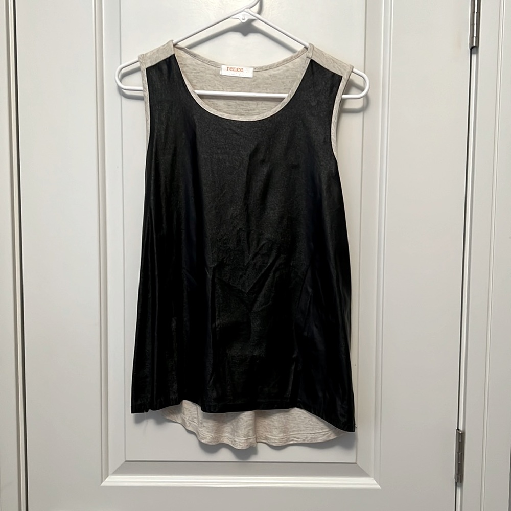 Fake Leather front tank top.